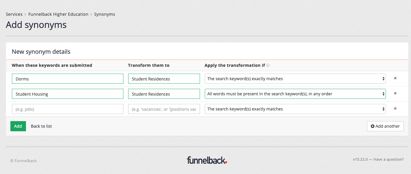 Funnelback's Synonym Tool