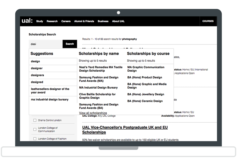 The Concierge in the UAL search interface
  
